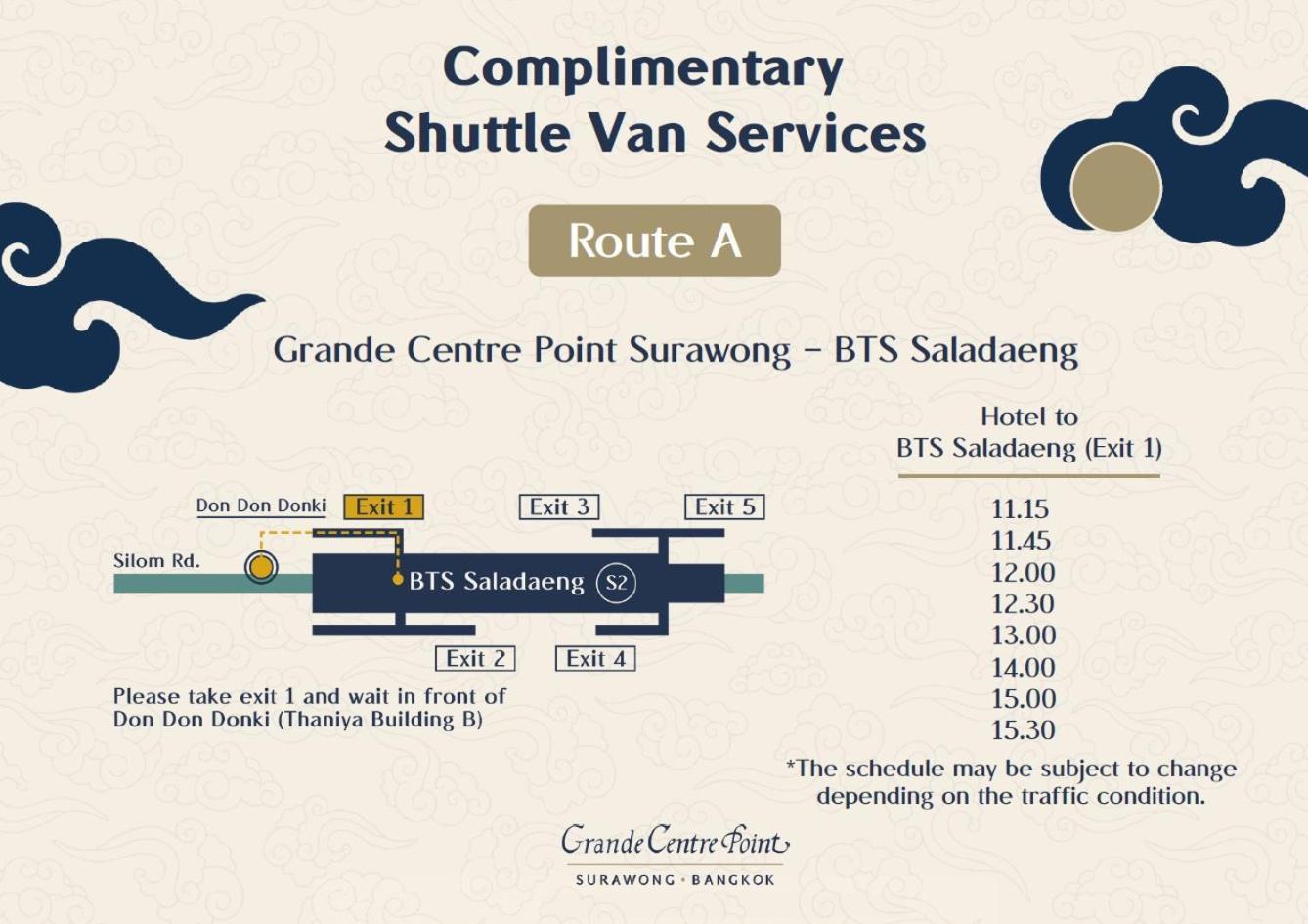 Grande Centre Point Surawong Bangkok Hotel Exterior foto Complimentary shuttle van services